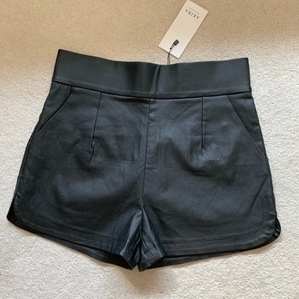 Aritzia Black High Waist Shorts leather pleather